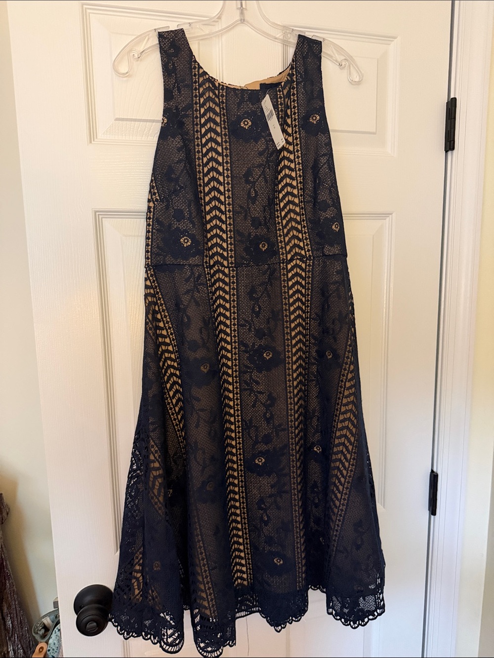 Sleeveless Navy Lace A-Line Skirt